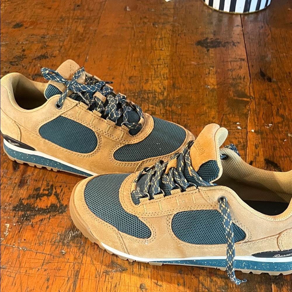 Danner womens sneaker hiking shoe in Tan and green